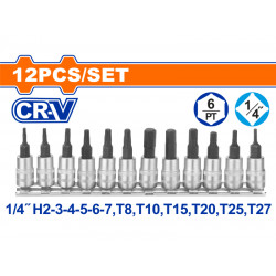 WADFOW Socket Bit Set Cr-v 1/4 12pcs