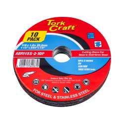 TORK CRAFT Cutting Disc Steel & Ss 115 X 1.0 X 22.2 Mm 10 Pack