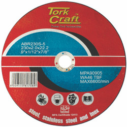 TORK CRAFT Cutting Disc For Steel And Stainless Steel 230 X 2.0 X 22.2mm