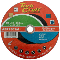 TORK CRAFT Cutting Disc Multi Purpose 230 X 2.0 X 22.2mm For Steel Ss Pva Stone