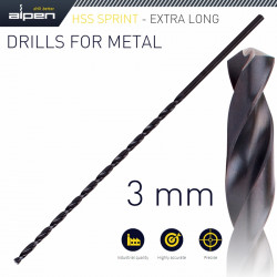 ALPEN Hss Drill Bit 3mm 150x100 Extra Long