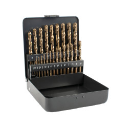 ALPEN Hss Cobalt Drill Bit Set 25 Piece 1-13mm X 0.5 3- Sided In Metal Case