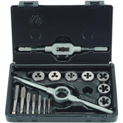 ALPEN Tap & Die Set 16 Piece M3 - M12 Hss With Die Holder & Tap Wrench