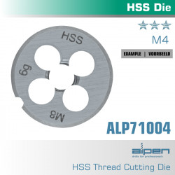 ALPEN Die 4mm Round 25x9mm In Pouch Hss 0.7mm Pitch