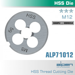 ALPEN Die 12mm Round 25x9mm In Pouch Hss 1.75mm Pitch