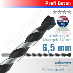 ALPEN Concrete 6.5 X 200mm Profi Beton Drill Bit Masonry