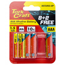 TORK CRAFT Battery Aaa 1.5v Value Pack 10 Pack 8 + 2 Free Carded Alkaline