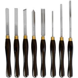 TORK CRAFT Chisel Set Wood Turning Hss 8 Piece Wooden Case