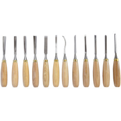 TORK CRAFT Chisel Set Wood Carving 12piece In Leather Pouch