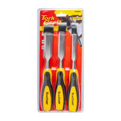 TORK CRAFT Wood Chisel 140mm Blade 3pc 13/19/25 With Pvc Handle