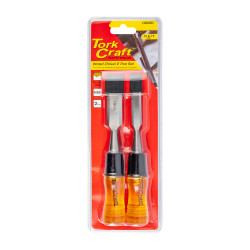 TORK CRAFT Wood Chisel 100mm Blade 2pc 12/19mm With Pvc Handle