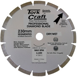 TORK CRAFT Diamond Blade Segmented 230mm For Granite 12mm Deep Segments