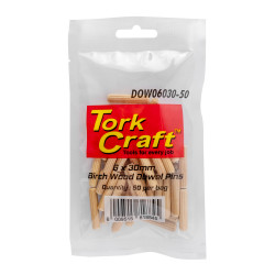 TORK CRAFT Dowels 6 X 30mm 50 Per Bag (birch Wood)