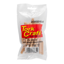 TORK CRAFT Dowels 8 X 40mm 40 Per Bag (birch Wood)