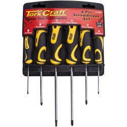 TORK CRAFT 6pc Screwdriver Set With Wall Mountable Rack S2 Pz Sl