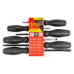 TORK CRAFT 6pc Screwdriver Set Black Handle