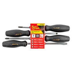 TORK CRAFT 4pc Screwdriver Set Black Handle