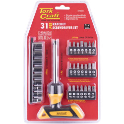 TORK CRAFT 31pc Screwdriver Ratchet T-handle Bit Set