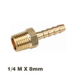 AIRCRAFT Hose Tail Connector Brass 1/4m X 8mm