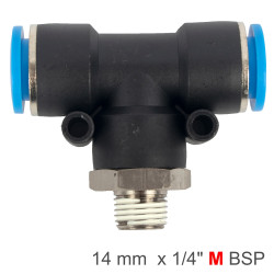 AIRCRAFT Pu Hose Fitting Tee 14mm-1/4 M