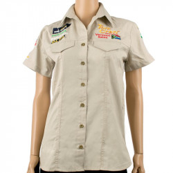 TORK CRAFT Vermont Ladies Pigeon Cap Sleeve Blouse Stone Small