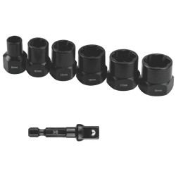 TORK CRAFT Bolt Extract Set 7pce 8/10/12/13/17/19mm 1pc 50mm 1/4\' Socket Adaptor