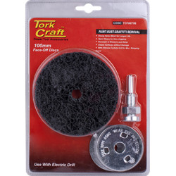TORK CRAFT Face Off Disc & Arbor 100mm Carded For Drill