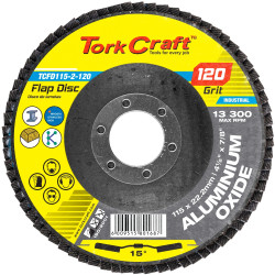 TORK CRAFT Flap Disc 115mm 15 Deg.angle 120grit A/o