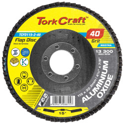TORK CRAFT Flap Disc 115mm 15 Deg.angle 40grit A/o