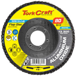 TORK CRAFT Flap Disc 115mm 15 Deg.angle 80grit A/o