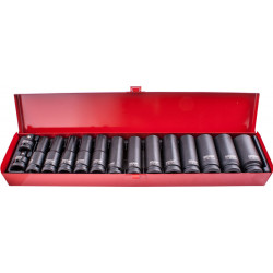 TORK CRAFT 15pc 1/2\' Dr Imp Socket Set(10 - 27 + 2 X Adaptors 3/8x1/2 & 1/2x3/8 )