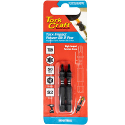 TORK CRAFT Torx Tx 9 Impact Power Bit 50mm 2pc Carded