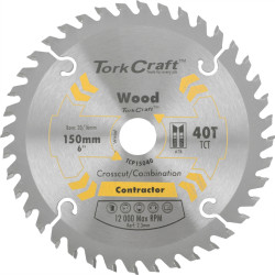 TORK CRAFT Blade Contractor 150 X 40t 20/16 Circular Saw Tct