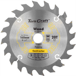 TORK CRAFT Blade Contractor 160 X 20t 20/16 Circular Saw Tct