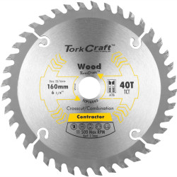 TORK CRAFT Blade Contractor 160 X 40t 20/16 Circular Saw Tct