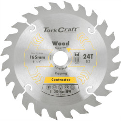 TORK CRAFT Blade Contractor 165 X 24t 20/16 Circular Saw Tct