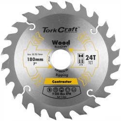 TORK CRAFT Blade Contractor 180 X 24t 30/20/16 Circular Saw Tct