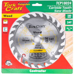 TORK CRAFT Blade Contractor 180 X 24t 20/16 Circular Saw Tct