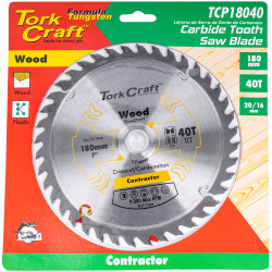 TORK CRAFT Blade Contractor 180 X 40t 20/16 Circular Saw Tct