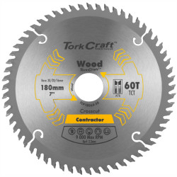 TORK CRAFT Blade Contractor 180 X 60t 30/20/16 Circular Saw Tct