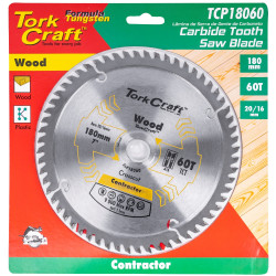 TORK CRAFT Blade Contractor 180 X 60t 20/16 Circular Saw Tct