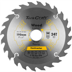 TORK CRAFT Blade Contractor 190 X 24t 30/20/16 Circular Saw Tct