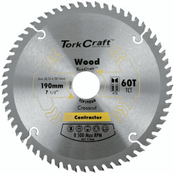 TORK CRAFT Blade Contractor 190 X 60t 30/1/20/16 Circular Saw Tct