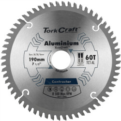 TORK CRAFT Blade Contractor Alum 190 X 60t 30/20/16 Circular Saw Tct
