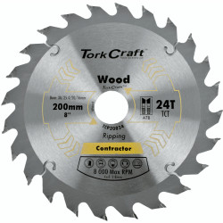 TORK CRAFT Blade Contractor 200 X 24t 30/1/20/16 Circular Saw Tct