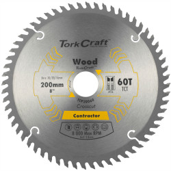 TORK CRAFT Blade Contractor 200 X 60t 30/20/16 Circular Saw Tct