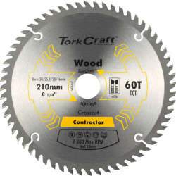 TORK CRAFT Blade Contractor 210 X 60t 30-1-20-16 Circular Saw Tct