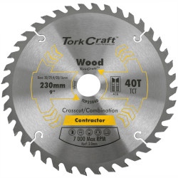 TORK CRAFT Blade Contractor 230 X 40t 30/1/20/16 Circular Saw Tct