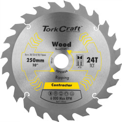 TORK CRAFT Blade Contractor 250 X 24t 30/16 Circular Saw Tct