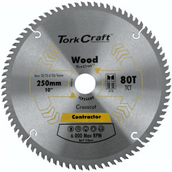 TORK CRAFT Blade Contractor 250 X 80t Atb 30/16 Circular Saw Tct